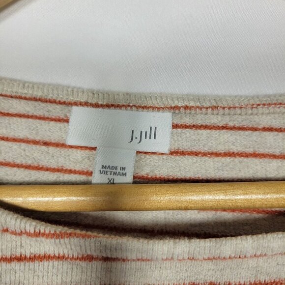 J. Jill Women's Striped Terry Style Light Weight Cream & Orange Sweater Size XL - Picture 2 of 12